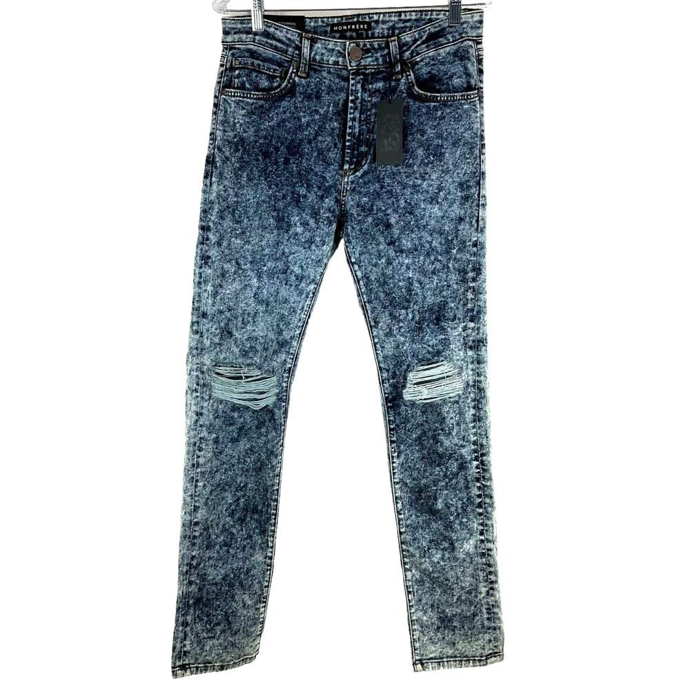 Monfrère NWT Brando Acid Wash Slim Jeans Santa Cruz Distressed Men's Size 32